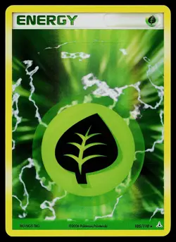 Pokemon Card - Grass Energy Holon Phantoms 105/110 Holo Rare - Image 1