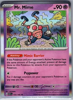 Mr. Mime 122/165 Holo SV: Scarlet & Violet 151 - Pokemon Card - NM - Image 1