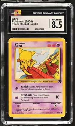 Abra Team Rocket 49/82 Pokemon Card (2000) - CGC 8.5 NM/MINT+ - Image 1