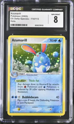 CGC 8 Azumarill 2005 EX Delta Species 114/113 Holo Pokemon Card - Image 1