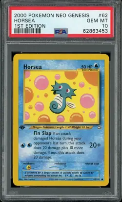 PSA 10 Horsea 1st Edition Neo Genesis 62/111 Pokemon Card - Image 1