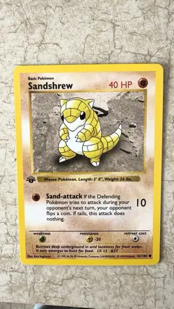 LP Pokemon Card - Sandshrew 1st Edition Base Set 62/102 - Image 1