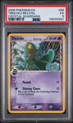 2006 POKEMON EX CRYSTAL GUARDIANS #68 TREECKO-REVERSE FOIL PSA 5 - Image 1