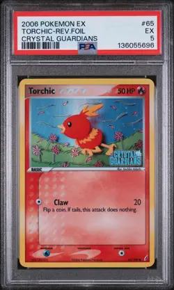 2006 POKEMON EX CRYSTAL GUARDIANS #65 TORCHIC-REVERSE FOIL PSA 5 - Image 1