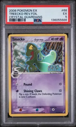 2006 POKEMON EX CRYSTAL GUARDIANS #68 TREECKO-REVERSE FOIL PSA 5 - Image 1