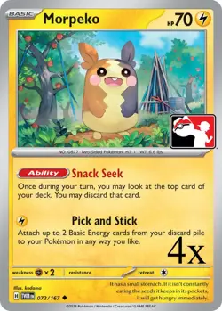 4x Morpeko 072/167 Pokemon Play! Prize Pack Play Stamp Series 6 - Image 1