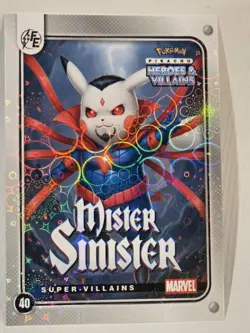 Pikachu as Mister Sinister 40 Lazer Holo Heros & Villains Marvel Pokemon - Image 1