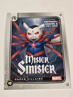 Pikachu as Mister Sinister 40 Lazer Holo Heros & Villains Marvel Pokemon - Image 2