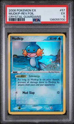 2006 POKEMON EX CRYSTAL GUARDIANS #57 MUDKIP-REVERSE FOIL PSA 5 - Image 1