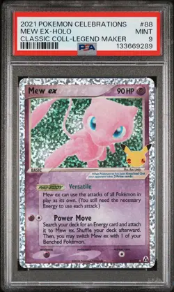 9289 Mew ex 2021 Pokemon Sword & Shield Celebrations Classic #88 PSA 9 - Image 1