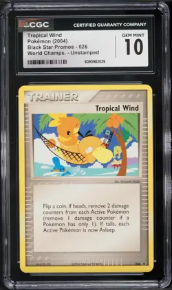 CGC 10 Tropical Wind 2004 Black Star Promo 026 World Champs Unstamped Pokemon - Image 1