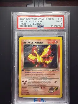 2000 POKEMON GYM HEROES HOLO-1ST ED #12 ROCKET'S MOLTRES PSA 9 - Image 1