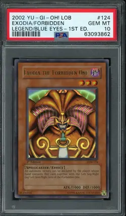 2002 Yu-Gi-Oh! 1st Edition Exodia The Forbidden One LOB-124 PSA 10 GEM MINT - Image 1