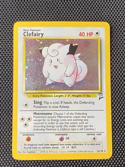 2001 Base Set Clefairy Holo #6/130 Rare WOTC Pokemon Card TCG - Image 1
