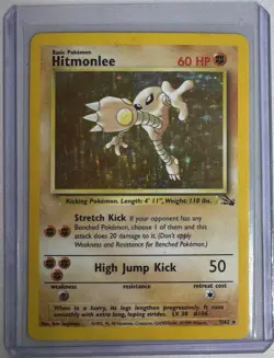 Pokemon Hitmonlee 7/62 Fossil Holo Rare Unlimited Basic 1999 Card - Image 1