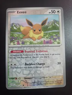 Eevee 143/191 Pokemon TCG Scarlet & Violet Surging Sparks Reverse Holo NM - Image 1