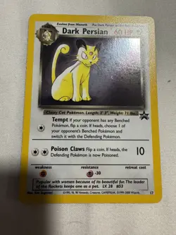 Dark Persian Pokemon Card WOTC Black Star Promo #17 Holo Rare 2000 NM - Image 1