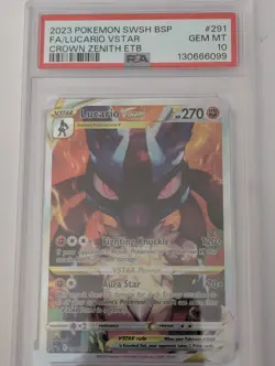 Pokemon TCG Crown Zenith Lucario VSTAR #SWSH291 Black Star Promo PSA 10 - Image 1