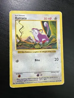 Rattata (Shadowless) - 61/102 Base Set - WOTC - Pokemon TCG - LP - Image 1