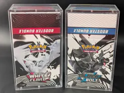 2x Pokemon SV10.5 Black Bolt White Flare Sealed Booster Bundle Display W/Acrylic - Image 1