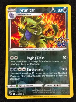 Pokemon Go Tyranitar 043/078 Reverse Holo (NM) - Image 1
