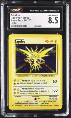 Zapdos *CGC 8.5* Holo *Base Set* #16 *1999* Vintage * Pokemon - Image 1