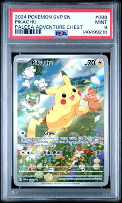 2024 POKEMON SVP 088 EN-SV BLACK STAR PROMO PALDEA ADVENTURE CHEST PIKACHU PSA 9 - Image 1