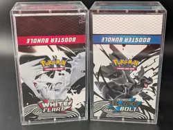 2x Pokemon SV10.5 Black Bolt White Flare Sealed Booster Bundle Display W/Acrylic - Image 1
