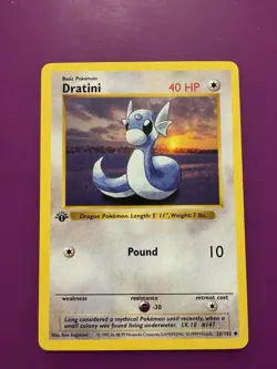 Pokemon Dratini 26/102 Base Set, Shadowless, 1st Edition NM - Image 2