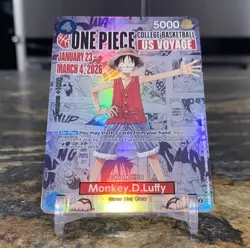 NCAA Bandai Namco One Piece CCG Monkey D. Luffy US Voyage Promo Full Art Holo D - Image 1
