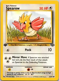 Spearow 62/64 1st Edition LP Pokemon Card TCG Jungle - Image 1