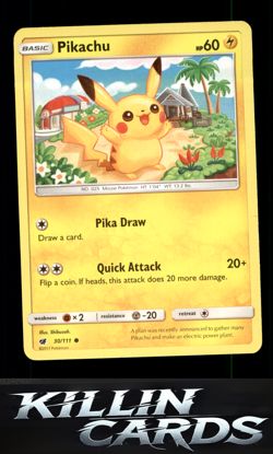 Pikachu 30/111 Pokemon Common SM - Crimson Invasion Card NM - Image 1