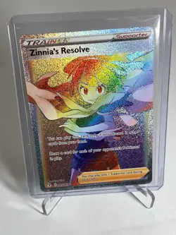 Zinnias Resolve Full Art Secret Rainbow Rare Pokemon Card 225/203 Evolving Skies - Image 1