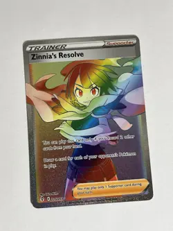 Zinnias Resolve Full Art Secret Rainbow Rare Pokemon Card 225/203 Evolving Skies - Image 2