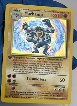 Machamp Holo 1999 Pokemon TCG Unlimited 1st Edition Card 8/102 Base Set Gradable - Image 1