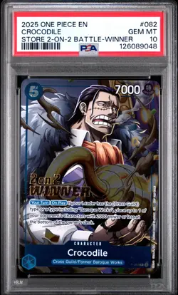 One Piece Card Game 2025 Store 2-on-2 Battle Winner Crocodile P-082 PSA 10 GEM - Image 1