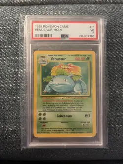 1999 Pokemon Venusaur Holo Base Set Card 15/102 PSA 3 - Image 1