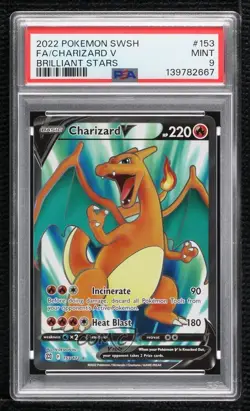Full Art - Charizard V Pokemon Sword & Shield Brilliant Stars PSA 9 MINT - Image 1
