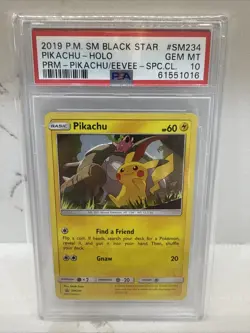 2019 POKEMON SM PIKACHU EEVEE GX COLLECTION PIKACHU SM234 BSP COSMOS HOLO PSA 10 - Image 1