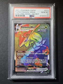Pokemon PSA 10 Rayquaza VMAX (Secret Rare) 217/203 SWSH07: Evolving Skies Holo - Image 1