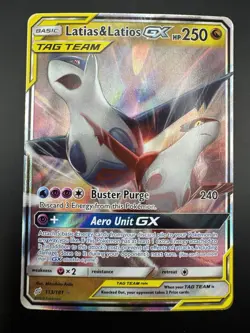 Latias & Latios GX Full Art #113/181 Pokemon Sun Moon Team Up Ultra Rare Holo NM - Image 3