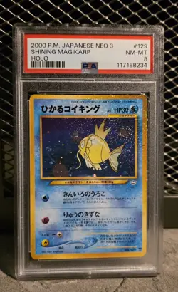 Pokemon Japanese Pocket Monsters Neo 3 Set Card #129 Shining Magikarp Holo PSA 8 - Image 1