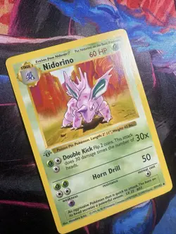 Nidorino 37/102 1st Edition Base Set English 1999 Pokemon Card NEAR MINT NM - Image 2