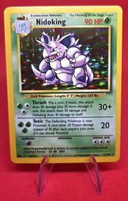 1999 Pokemon TCG Card English Base Set Nidoking 11/102 Holo Rare NM - Image 1