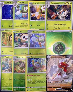 12x Pokemon Cards Decidueye Dartrix Rowlet Set Lot - Holo Ultra Rare V Promo TCG - Image 1