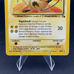 Pokemon TCG Card Raichu Non Holo - 29/62 Fossil Rare - Image 3