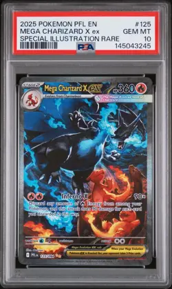 PSA 10 GEM MT 2025 POKEMON PFL EN-PHANTASMAL FLAMES #125 MEGA CHARIZARD X ex SIR - Image 1