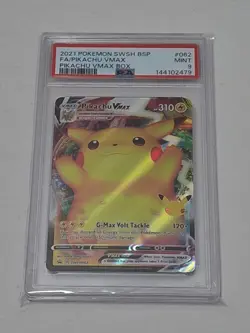 2021 POKEMON SWSH BLACK STAR PROMO PIKACHU VMAX BOX FULL ART/PIKACHU VMAX PSA 9 - Image 3