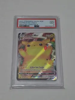 2021 POKEMON SWSH BLACK STAR PROMO PIKACHU VMAX BOX FULL ART/PIKACHU VMAX PSA 9 - Image 4