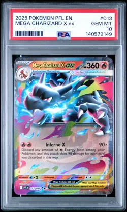 140579149 Mega Charizard X ex 2025 Pokemon Phantasmal Flames #13 PSA 10 - Image 1